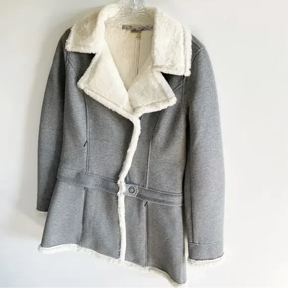 Athleta 2 in 1 Convertible Faux Fur Moto Jacket
